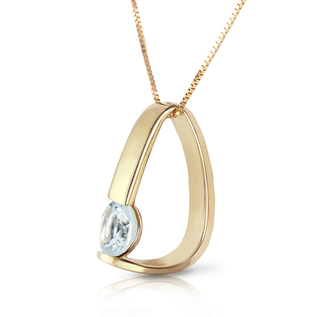 Gold Modern Necklace With Natural Aquamarine 900$